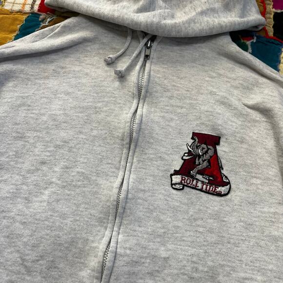Vintage Jerzees Alabama Grey Full Zip Hoodie Large / XL - Picture 4 of 8
